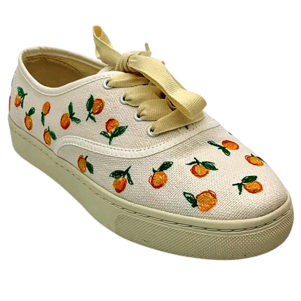 Soludos Woven Lace-Up Marin Embroidered Sneaker Size 9 NIB